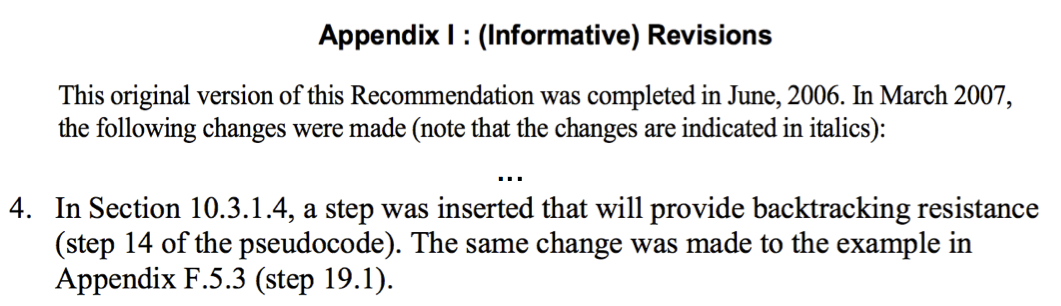 change in Dual EC specification